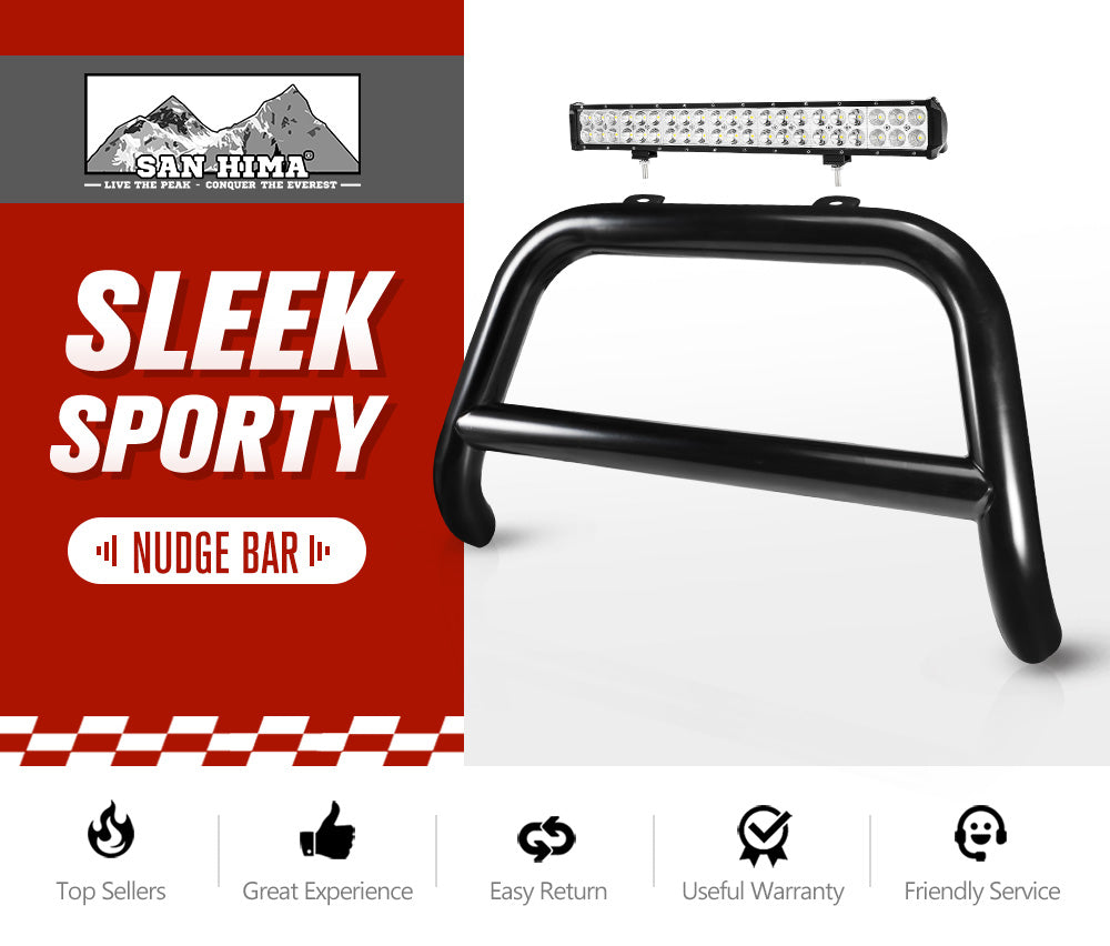 SAN HIMA Nudge Bar 3" Grille Guard For Nissan Navara NP300 2015-2020 + 20" LED Light Bar