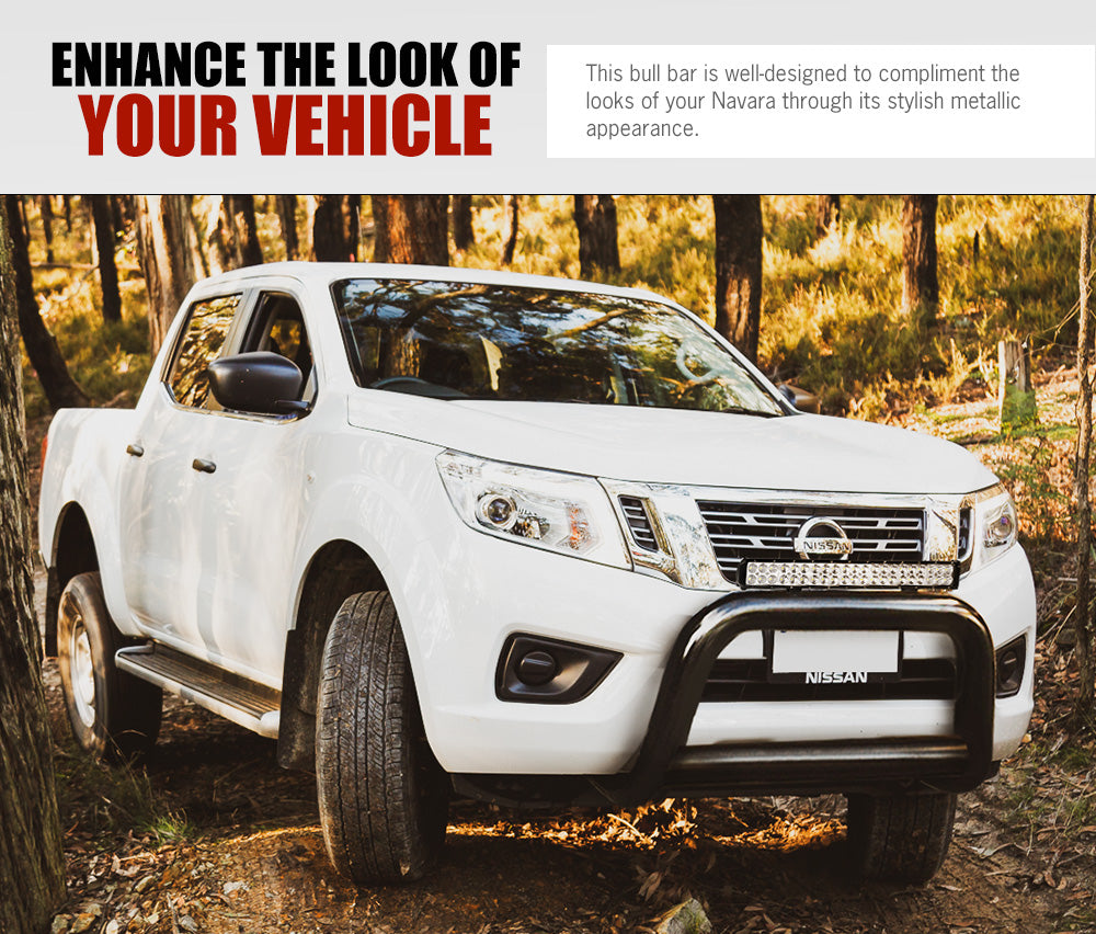 SAN HIMA Nudge Bar 3" Grille Guard For Nissan Navara NP300 2015-2020 + 20" LED Light Bar