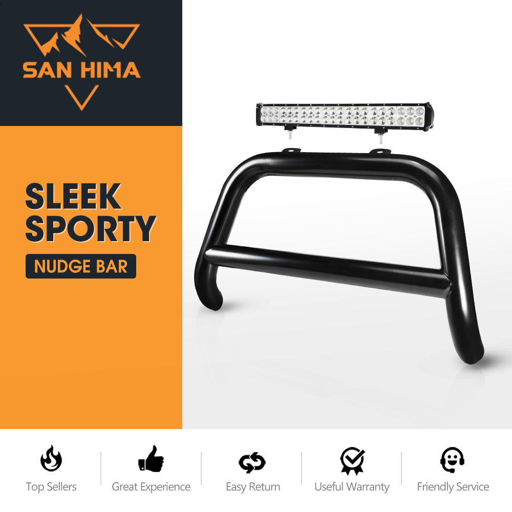 SAN HIMA Nudge Bar Grille Guard for Mitsubishi Triton MQ OEM 2015-2020+20" LED Light Bar
