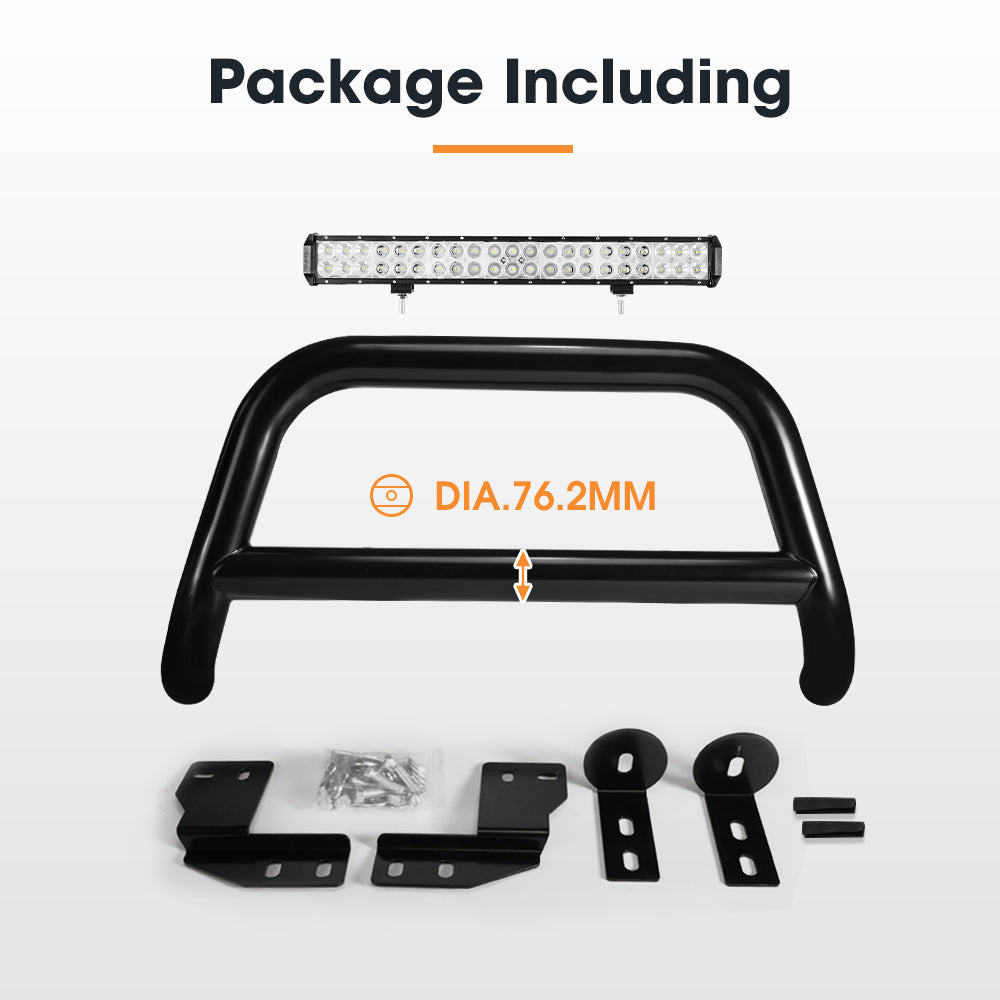 SAN HIMA Nudge Bar Grille Guard for Mitsubishi Triton MQ OEM 2015-2020+20" LED Light Bar