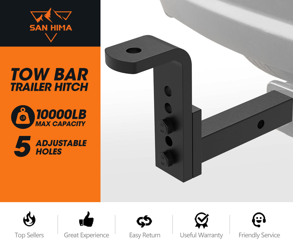 SAN HIMA Adjustable Towbar Ball Mount 2" Hitch Towing Trailer Camper Bike Rack 4WD