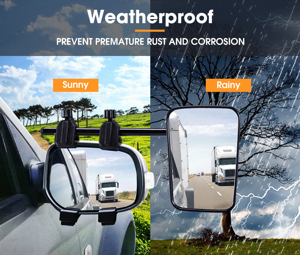 SAN HIMA Pair Towing Mirrors Universal Multi Fit Clamp On 4X4 Caravan Trailer
