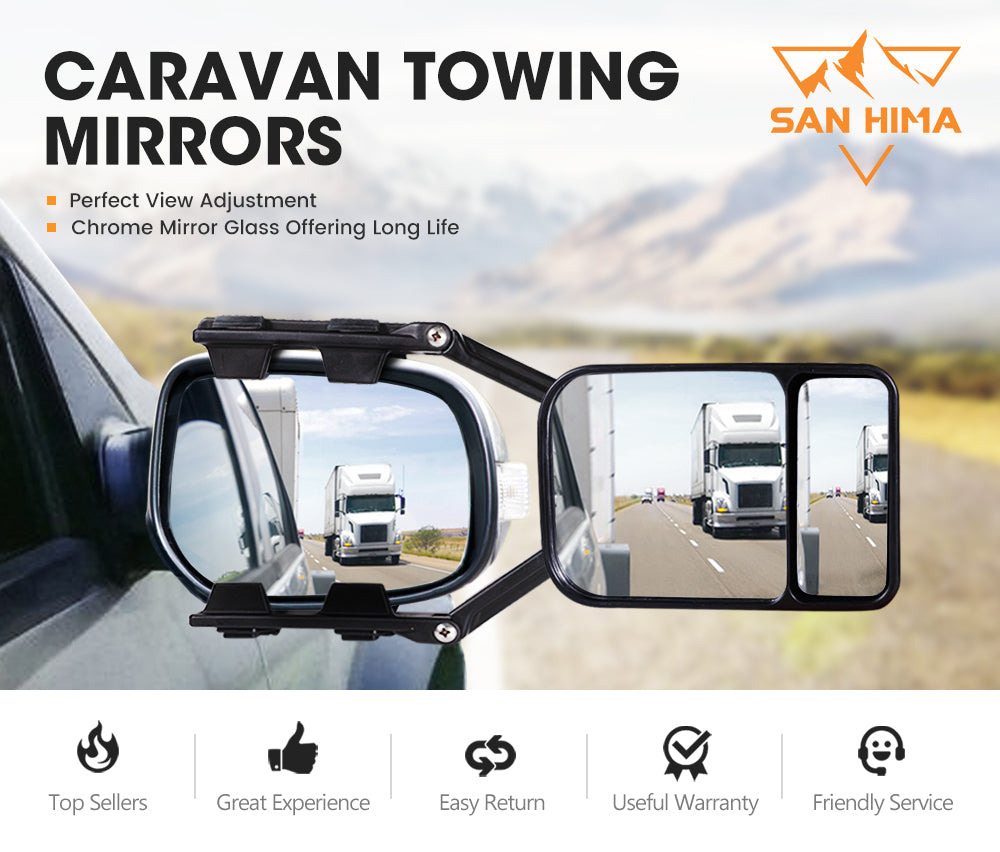 SAN HIMA 2x Towing Mirrors Clip Universal Multi Trailer Caravan Car Truck Vehicle 4WD Pair