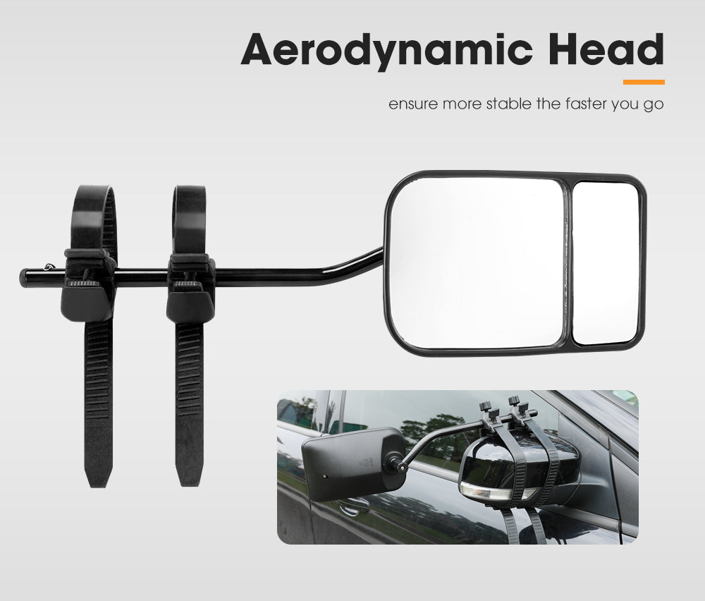 SAN HIMA 2x Towing Mirrors Pair Clip on Multi Fit Clamp On Towing Caravan 4X4 Trailer