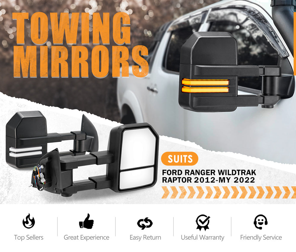 SAN HIMA Towing Mirrors for FORD RANGER Wildtrak MK PX PX2 PX3 XL XLT XLS 2012-MY2021