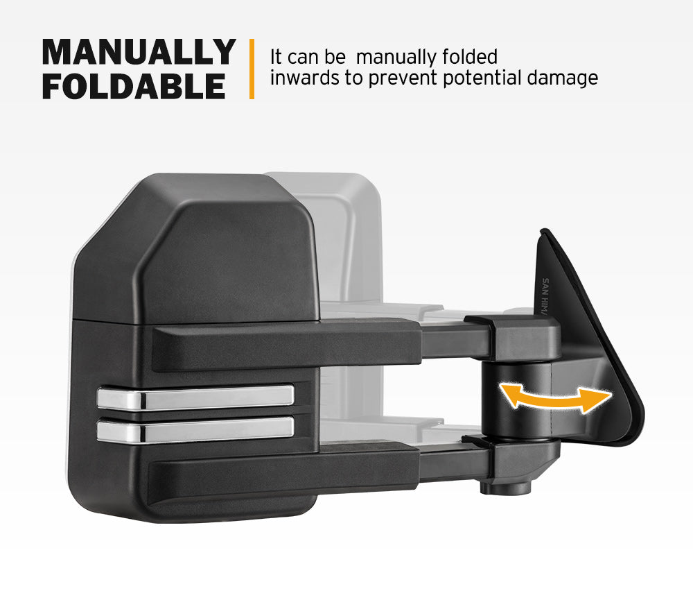 SAN HIMA Extendable Towing Mirrors fit NISSAN PATROL GU/Y61 1997-2016 Black