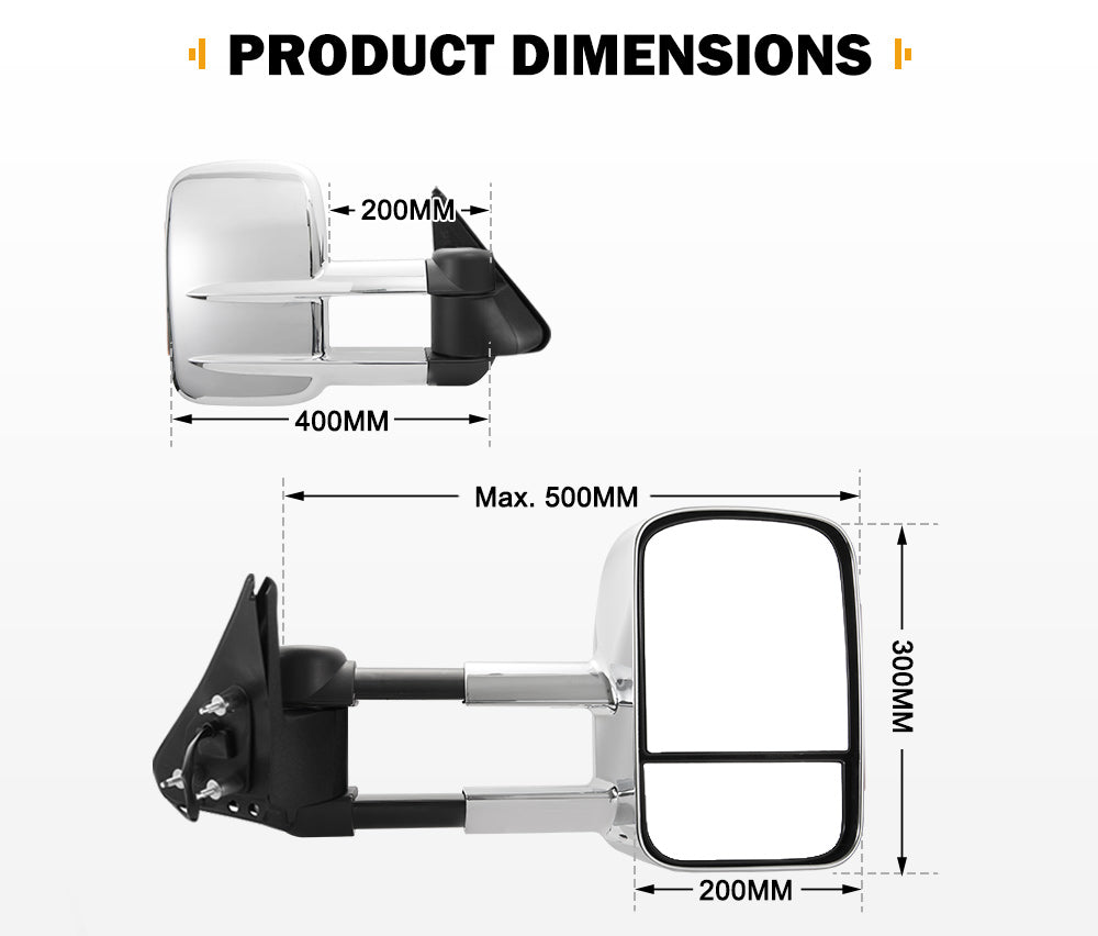 SAN HIMA Pair Towing Mirrors for Nissan Patrol GU Y61 Cab Chassis 1997-2016