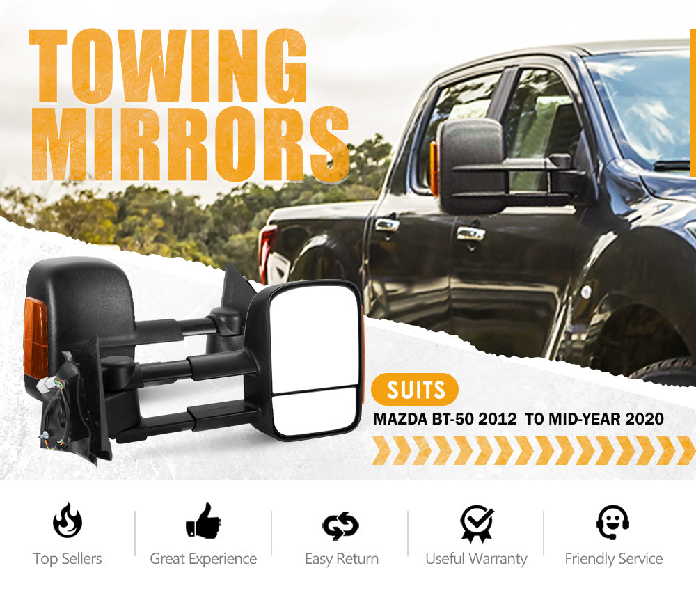 SAN HIMA Pair Towing Mirrors Extendable for Mazda BT-50 2012 to Mid-Year 2020
