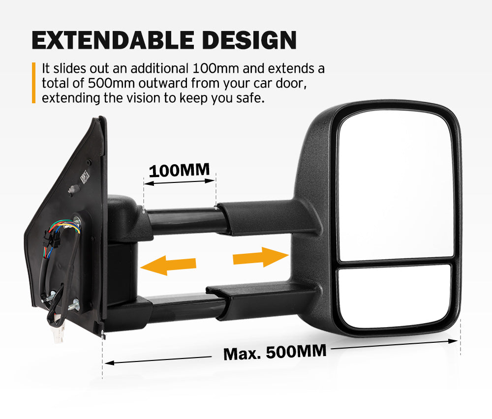 SAN HIMA Pair Towing Mirrors for Toyota Landcruiser 200 Series 2007-2021 with Indicator