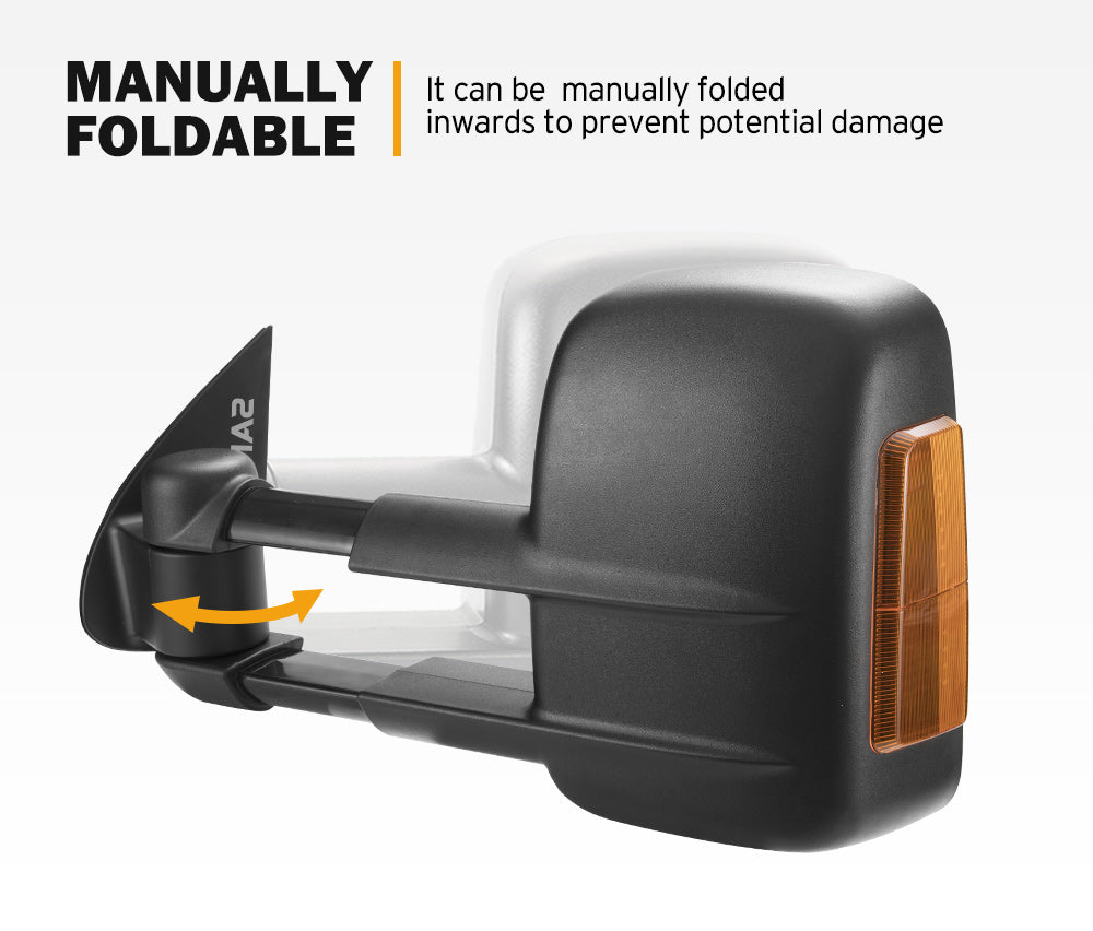 SAN HIMA Pair Towing Mirrors for Toyota Hilux 2005-2015 BLACK