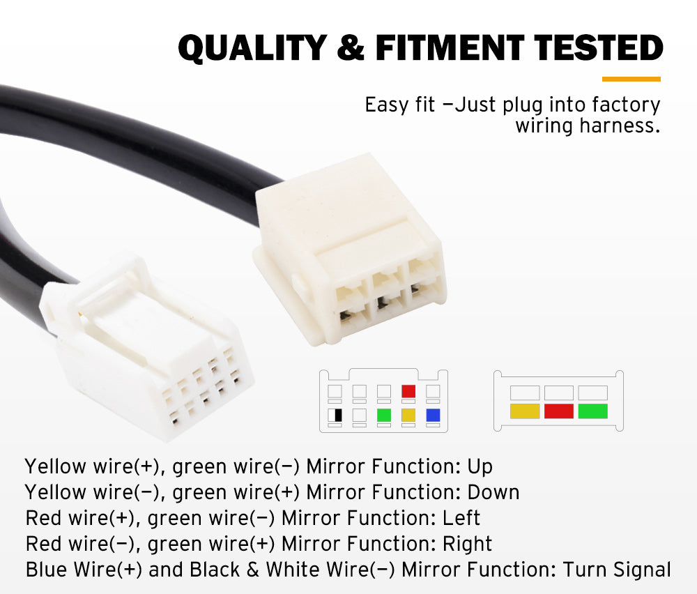 SAN HIMA Pair Towing Mirrors for Toyota Hilux 2005-2015 BLACK