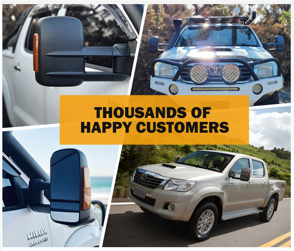 SAN HIMA Pair Towing Mirrors for Toyota Hilux 2005-2015 BLACK