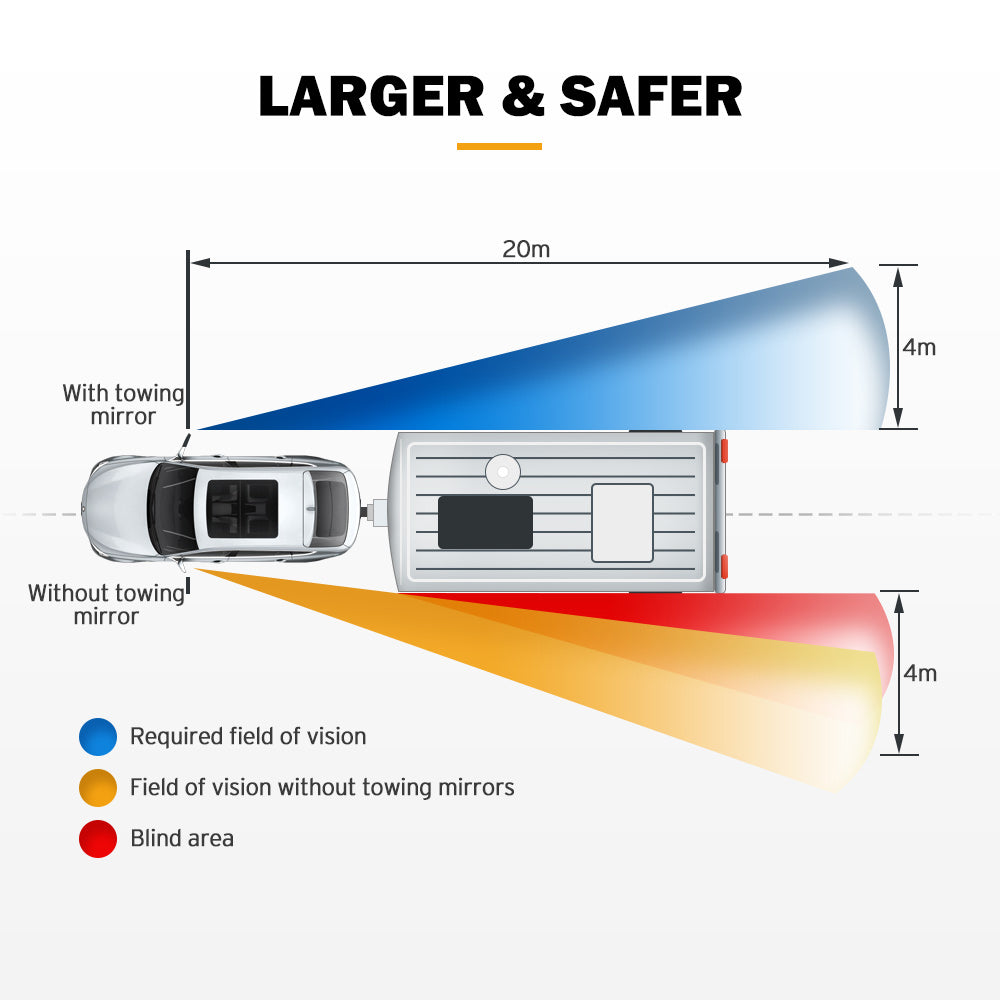 San Hima Pair Towing Mirrors Extendable for Toyota Hilux 2005-2015 N70 Silver