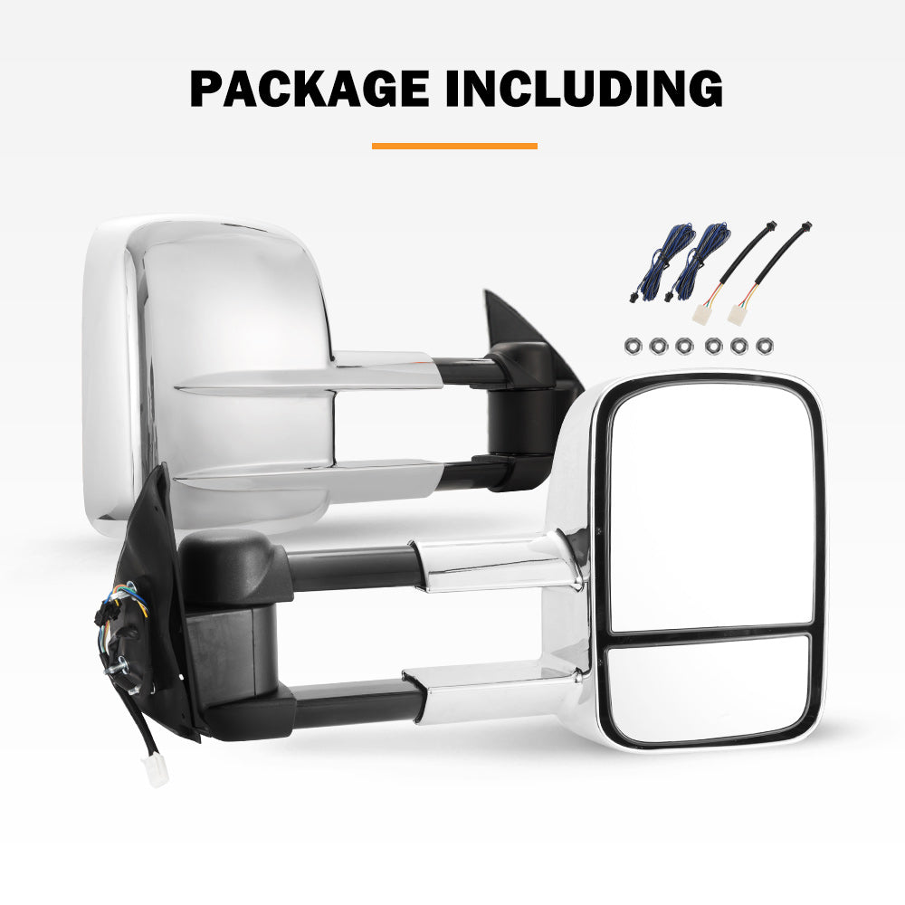 San Hima Pair Towing Mirrors Extendable for Toyota Hilux 2005-2015 N70 Silver
