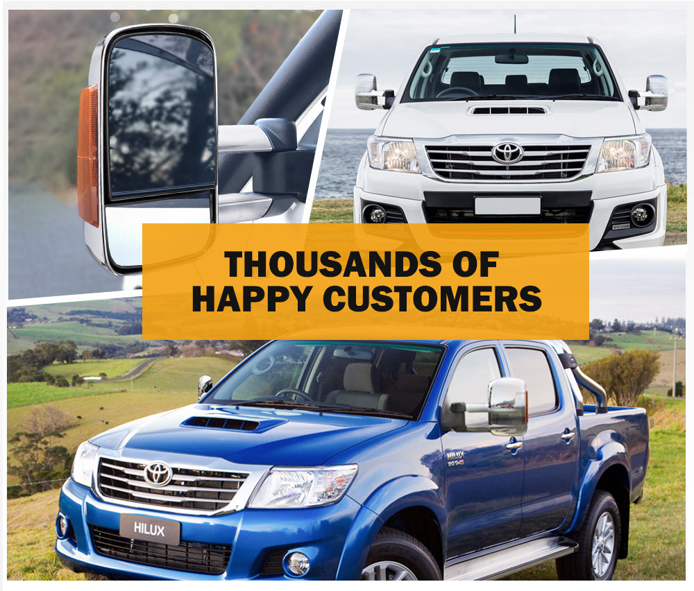 SAN HIMA Pair Towing Mirrors for Toyota Hilux 2005-2015 Chrome