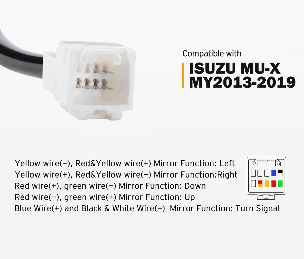 SAN HIMA Pair Towing Mirrors for Isuzu MU-X MY2013-MY2019 Black