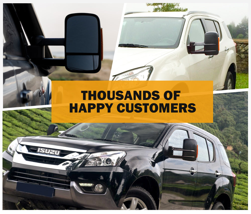 SAN HIMA Pair Towing Mirrors for Isuzu MU-X MY2013-MY2019 Black