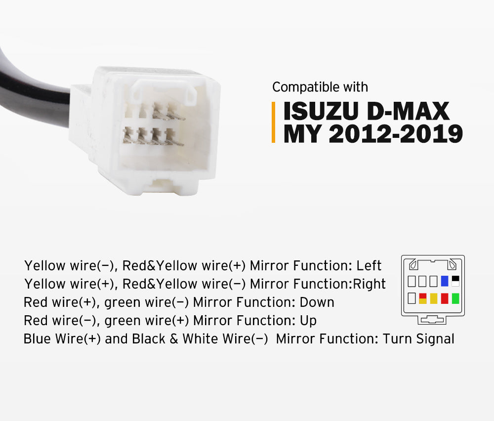 SAN HIMA Pair Extendable Towing Mirrors for Isuzu D-MAX MY2012-MY2019 BLACK