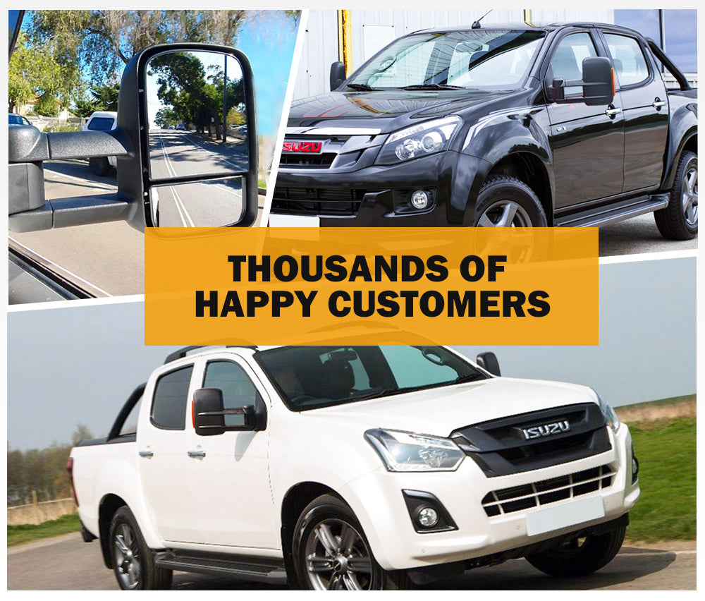 SAN HIMA Pair Extendable Towing Mirrors for Isuzu D-MAX MY2012-MY2019 BLACK