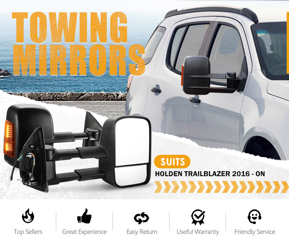 SAN HIMA Pair Towing Mirrors for Holden Trailblazer 2016 to Current