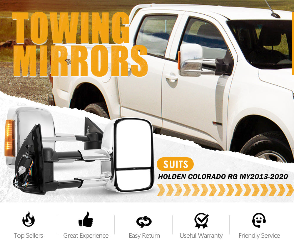 SAN HIMA Chrome Towing Mirrors for Holden Colorado RG MY2013-MY2020