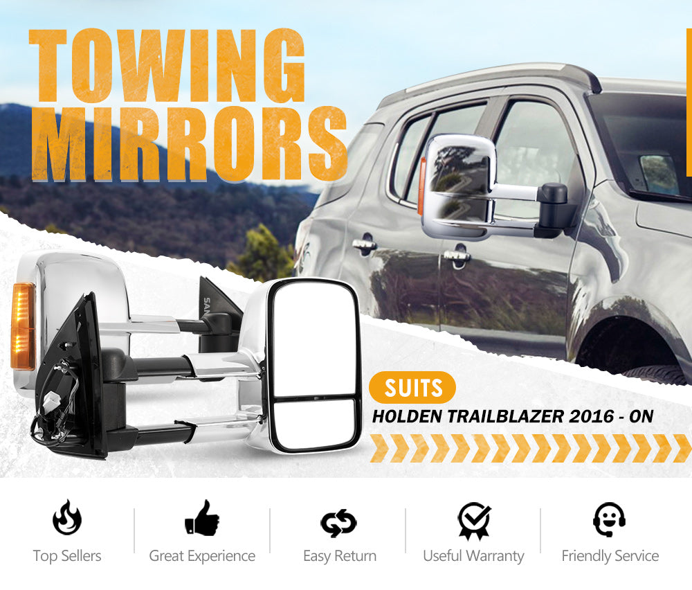 SAN HIMA Pair Towing Mirrors for Holden Trailblazer 2016 to Current