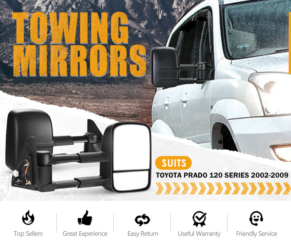 SAN HIMA Pair Towing Mirrors for Toyota Prado 120 Series 2002-2009