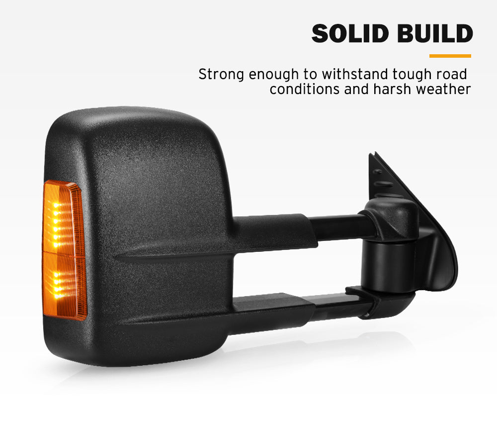 SAN HIMA Pair Towing Mirrors for Toyota Hilux 2015-ON BLACK