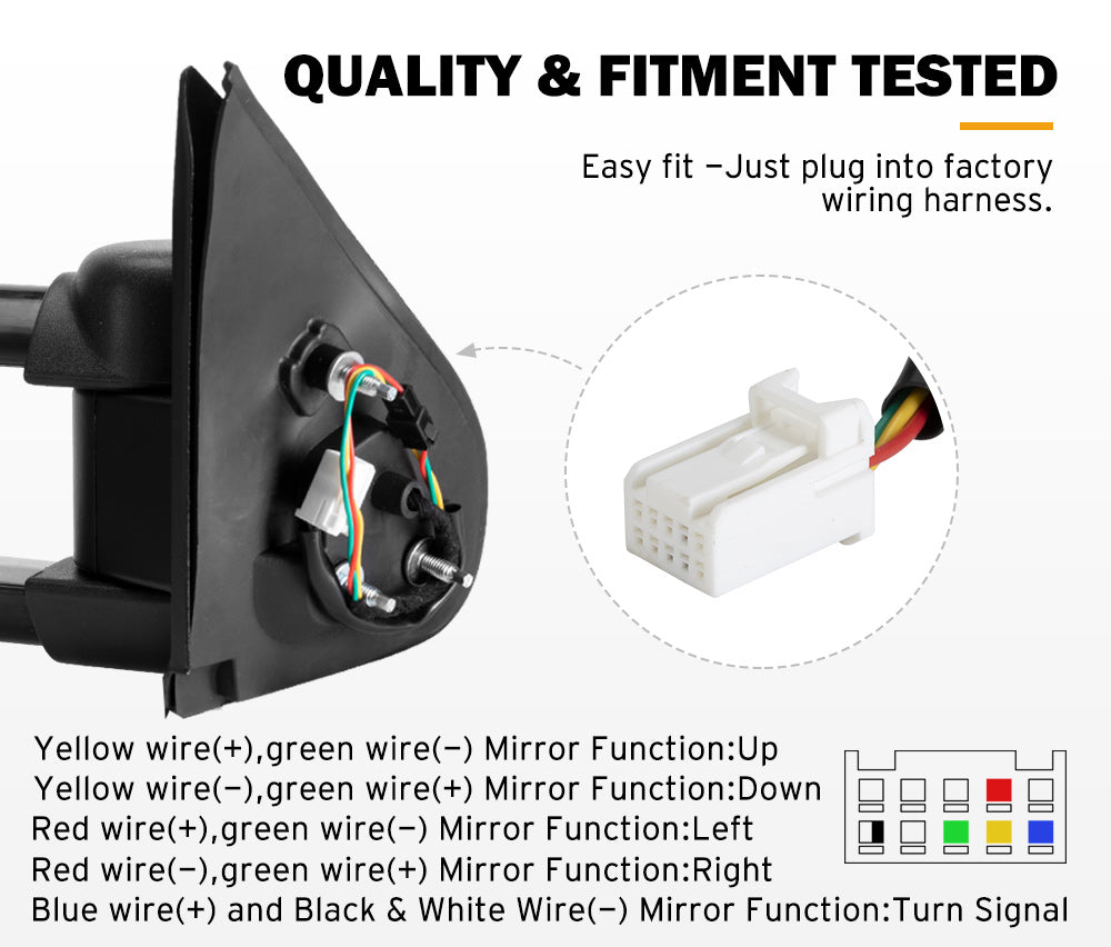 SAN HIMA Pair Towing Mirrors for Toyota Hilux 2015-ON BLACK