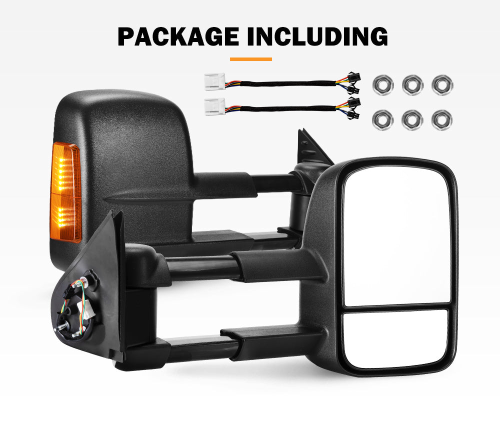 SAN HIMA Pair Towing Mirrors for Toyota Hilux 2015-ON BLACK