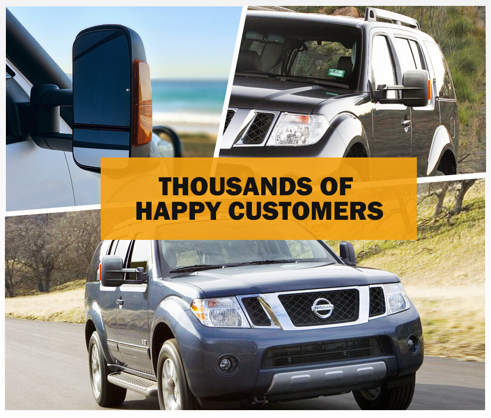 SAN HIMA Pair Towing Mirrors for Nissan Pathfinder MY 2003-2013 Black