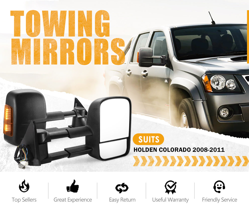 SAN HIMA Pair Towing Mirrors for Holden Colorado 2008-2011 Black
