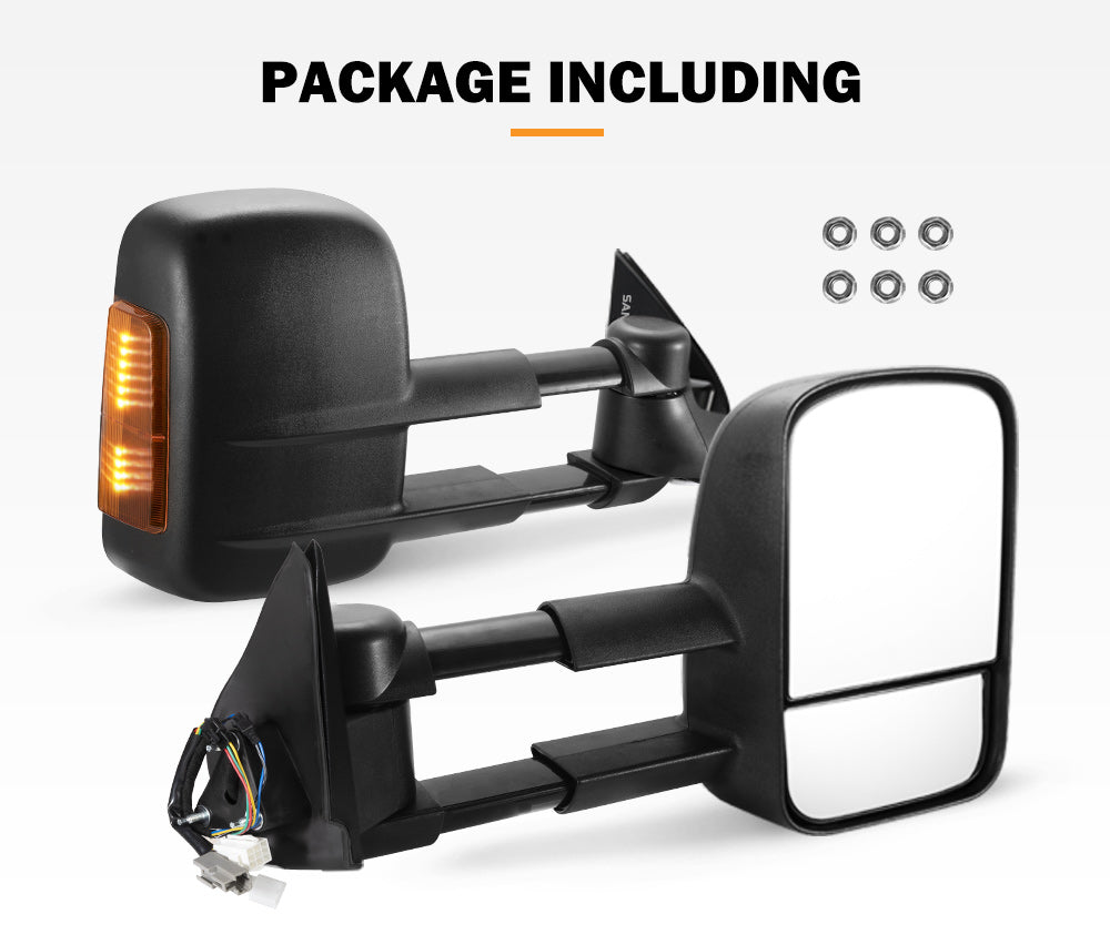 SAN HIMA Pair Towing Mirrors for Holden Rodeo 2003-2008 Black