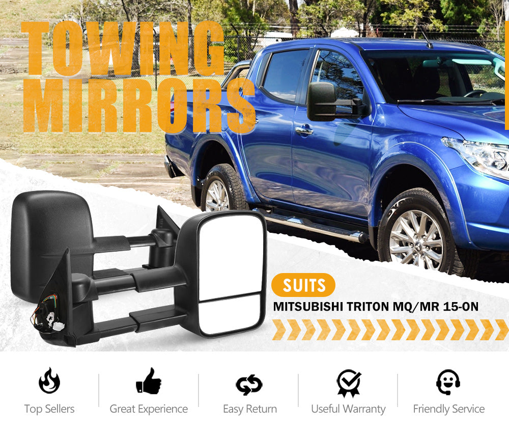SAN HIMA Pair Towing Mirrors for Mitsubishi Triton MQ/MR 2015 - ON