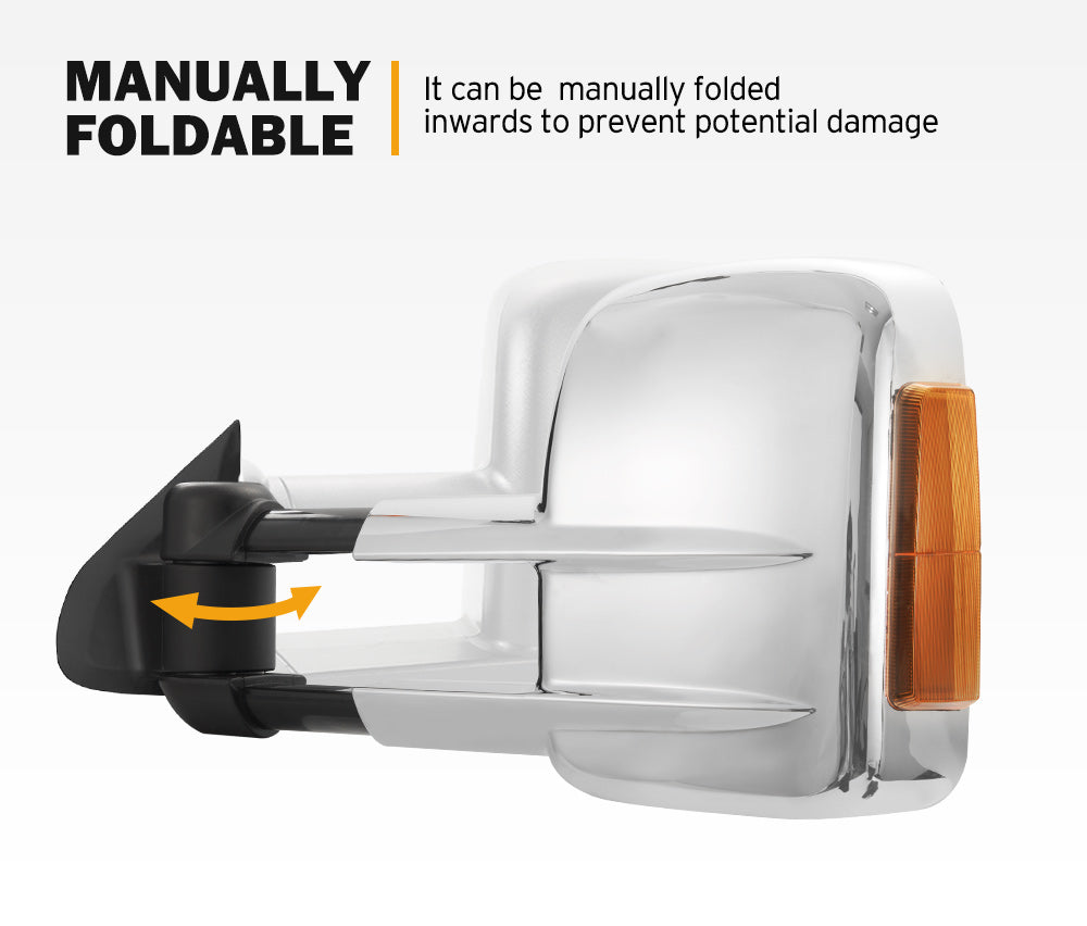 SAN HIMA Extendable Towing Mirrors for Nissan Navara D23 2015-On Silver