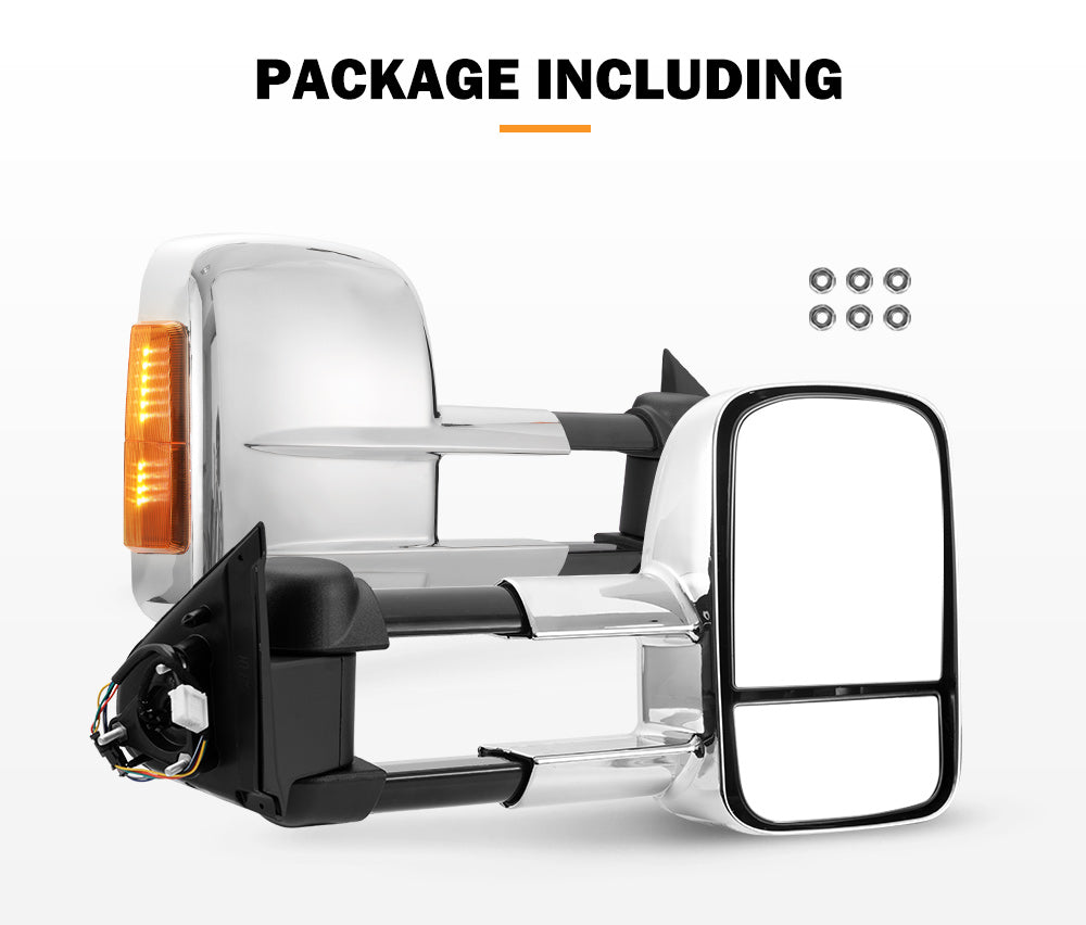 SAN HIMA Extendable Towing Mirrors for Nissan Navara D23 2015-On Silver