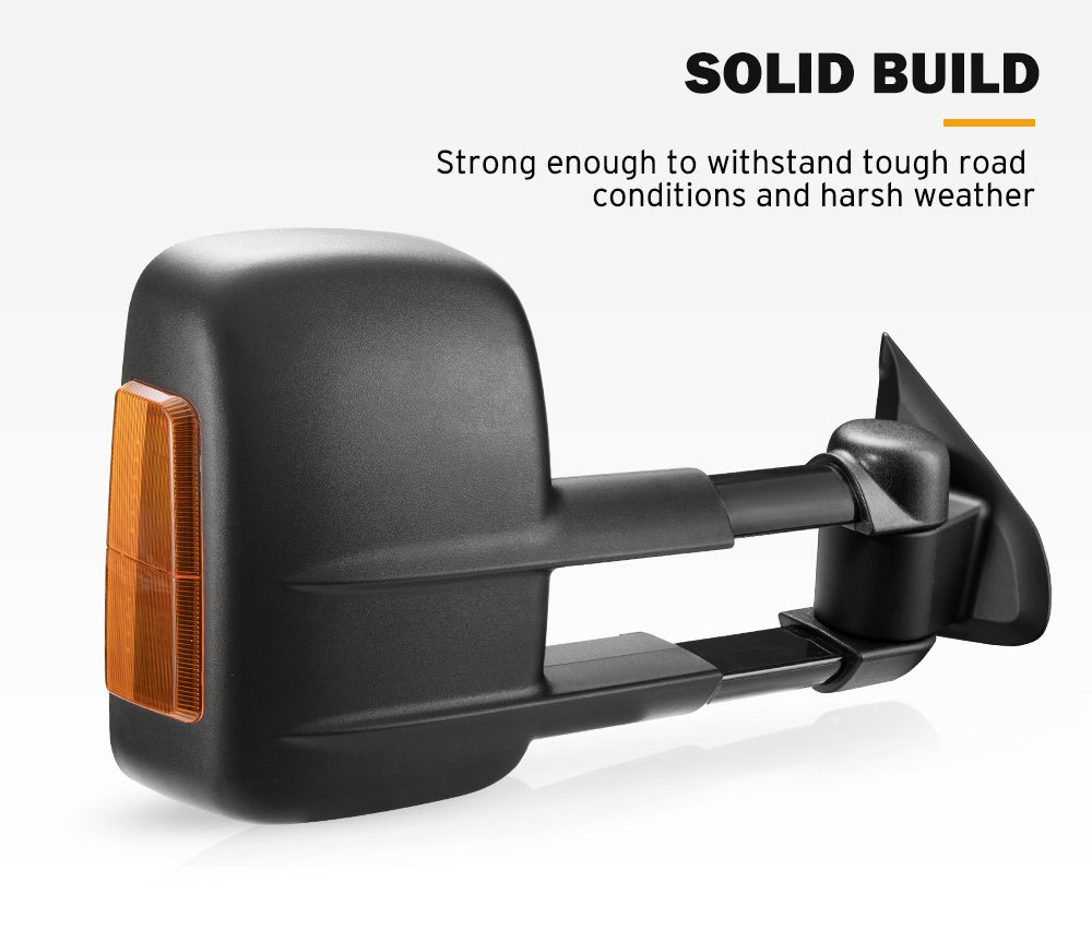 SAN HIMA Extendable Towing Mirrors Pair for Nissan Navara D23 NP300 2015-On Black