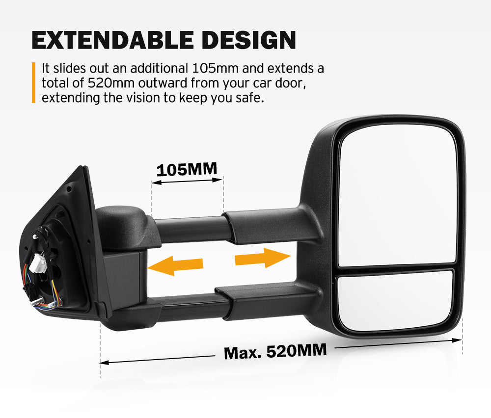 San Hima Extendable Towing Mirrors For Mazda BT-50 BT50 TF Series JULÂ 2020-Current