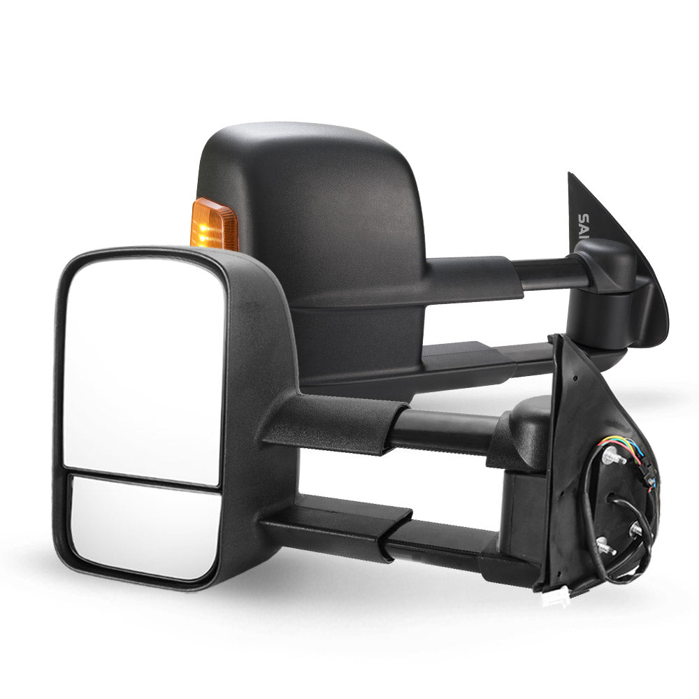 SAN HIMA Pair Towing Mirrors for Toyota Hilux 2005-2015 BLACK