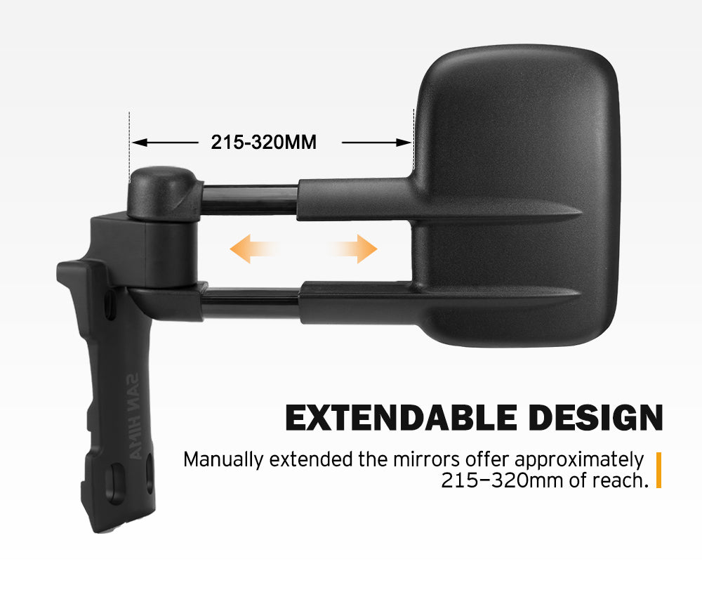 SAN HIMA Pair Extendable Towing Mirrors For Toyota Land Cruiser 70-79 Series 1984-2019