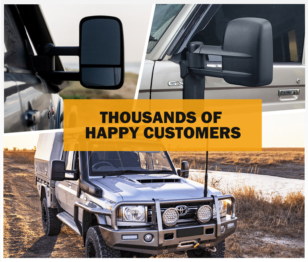 SAN HIMA Pair Extendable Towing Mirrors For Toyota Land Cruiser 70-79 Series 1984-2019