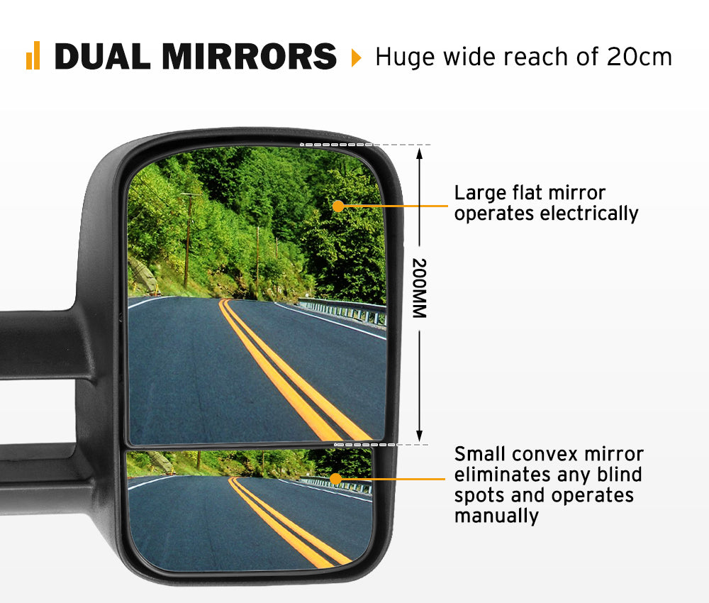 San Hima Pair Extendable Towing Mirrors For Toyota Landcruiser 80 1990-1998