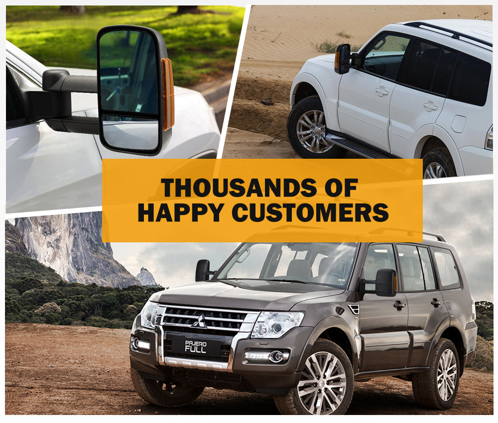 San Hima Pair Extendable Towing Mirrors For Mitsubishi Pajero 2001-2015