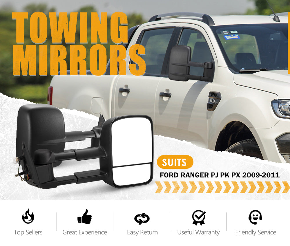 San Hima Pair Extendable Towing Mirrors For Ford Ranger 2009-2011
