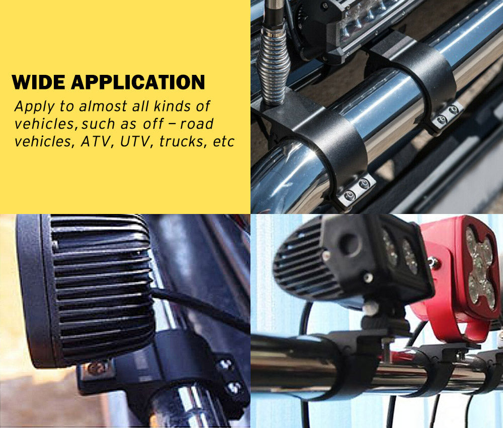 LIGHTFOX Pair 2" Bullbar Mounting Bracket Clamp 49mm 54mm for Work Light Bar