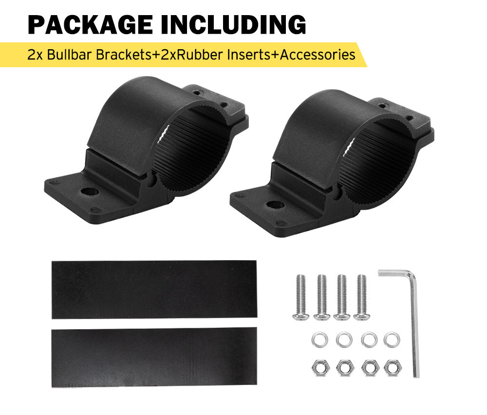 LIGHTFOX Pair 2" Bullbar Mounting Bracket Clamp 49mm 54mm for Work Light Bar