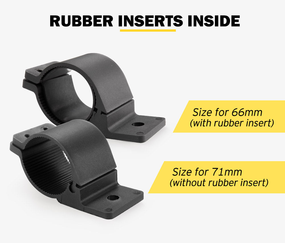 LIGHTFOX Pair 66mm 71mm Bullbar Mounting Bracket Clamp for Work Light Bar UHF Antenna