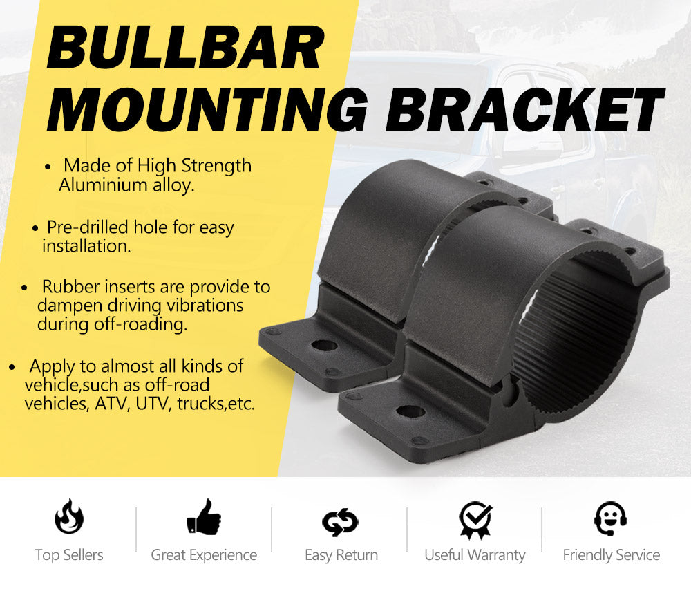 LIGHTFOX PAIR Bullbar Mounting Brackets Clamp For Light Bar HID For ARB Mount 76 81mm