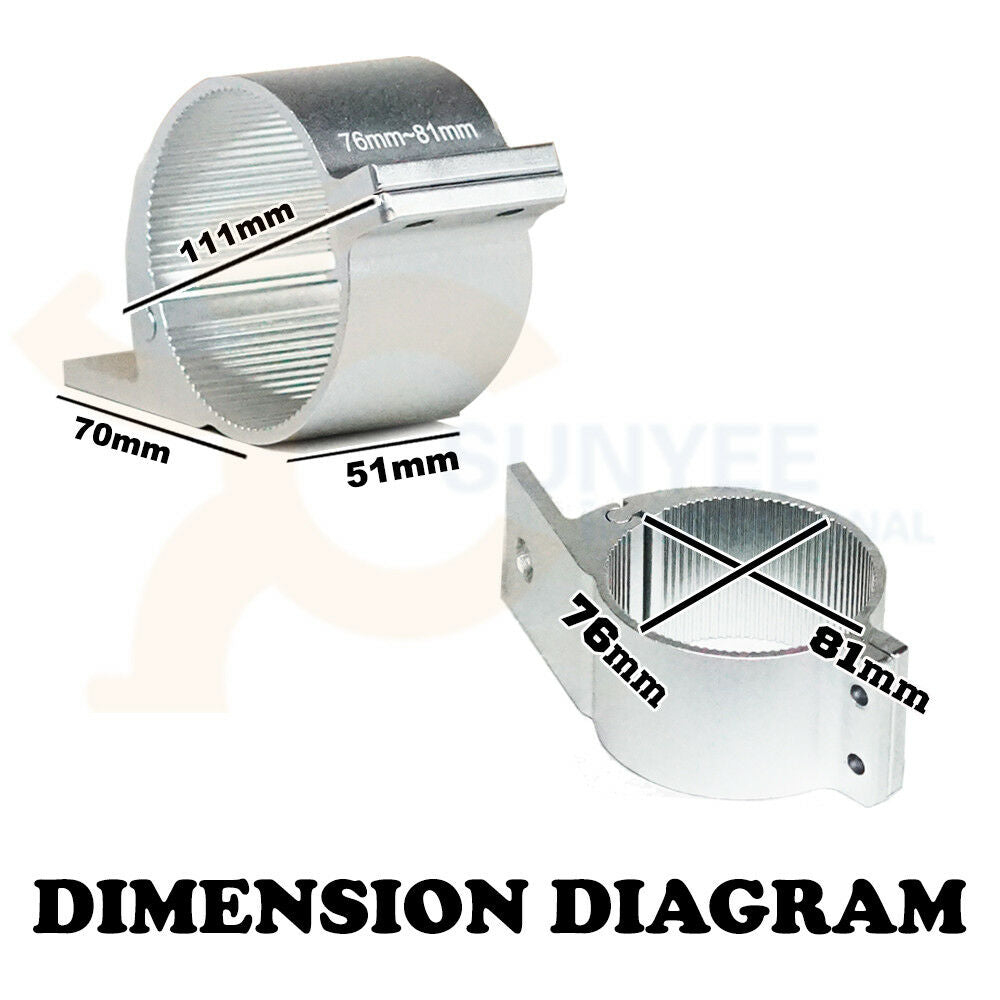 LIGHTFOX PAIR Silver Bullbar Mounting Bracket Clamp 76-81mm For LED Light Bar HID For ARB