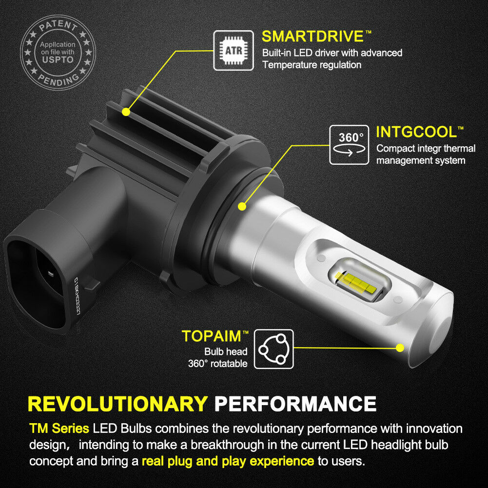 LIGHTFOX Pair Lumiled 9006 HB4 6000LM LED Headlight Kit High/Low Replace Xenon Halogen Globe